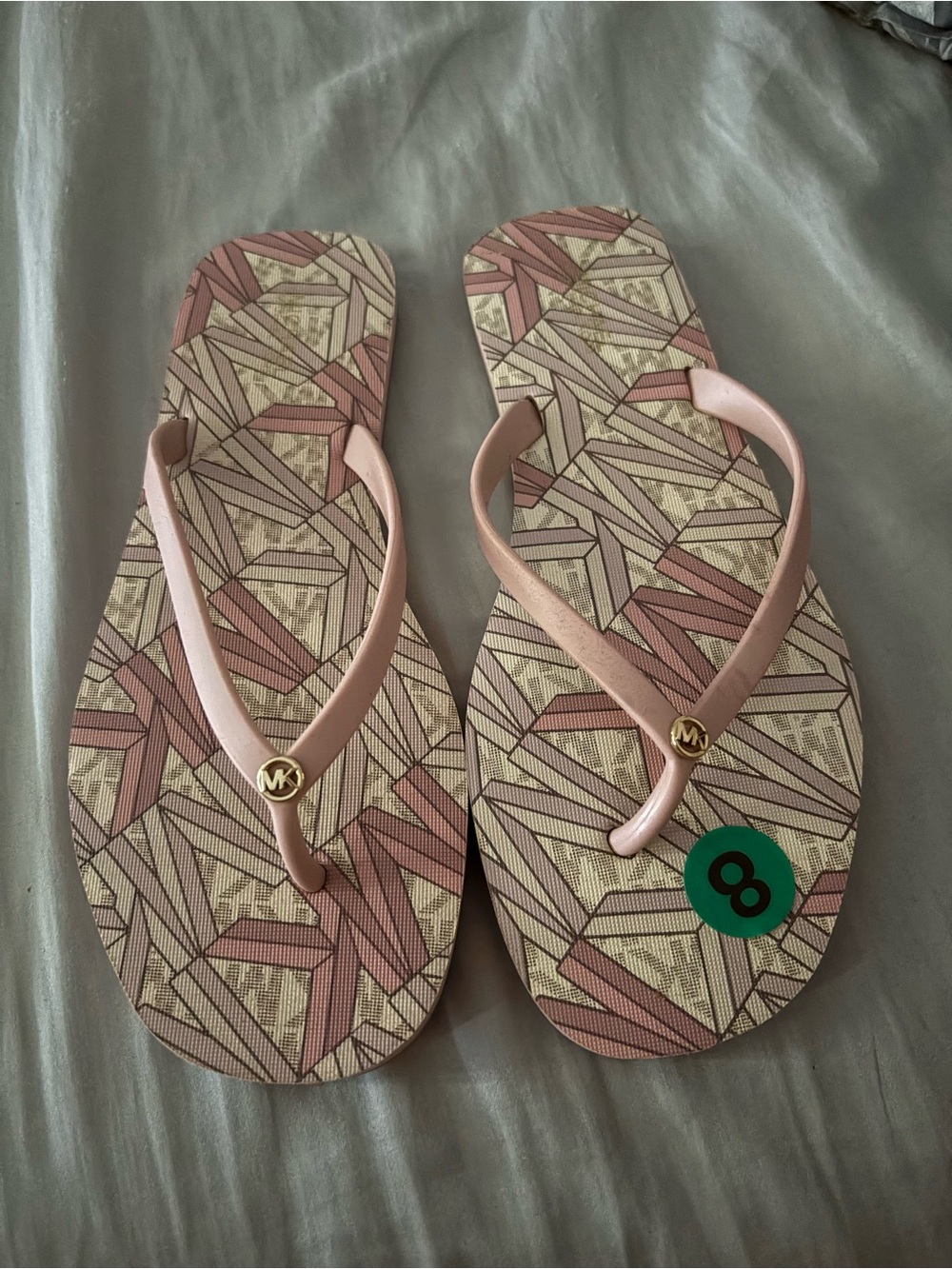 Michael Kors Dusty Pink Geometric Print Flip Flops